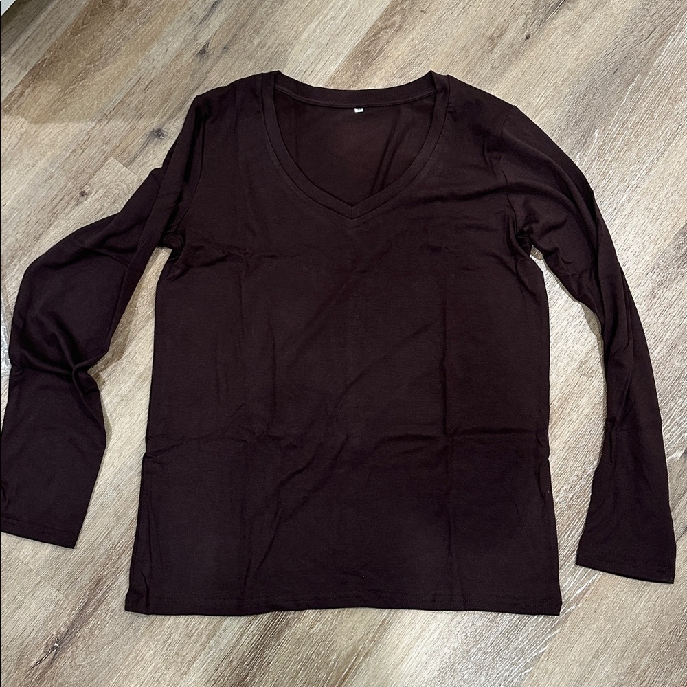 Elegant Brown V-Neck Women's Blouse